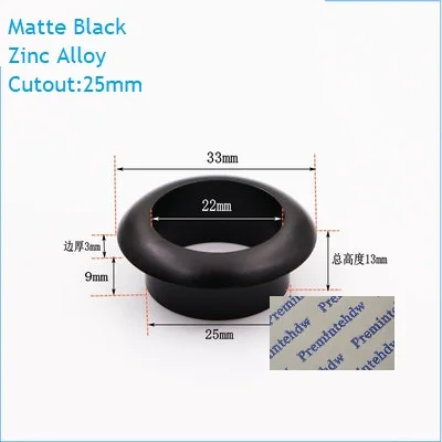 Zinc Black 25mm 4 шт./лот Матовый Черный Хром Цинк пластиковый настольный втулка фланец кабельный выход аккуратная Заглушка с отверстием для проводов щетка управления - Цвет: Zinc Black 25mm