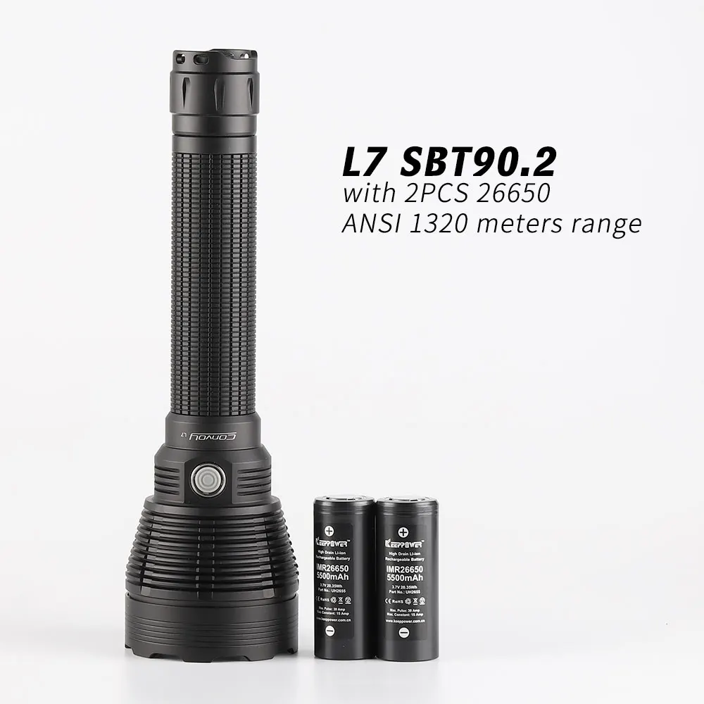 Фонарик Convoy L7 SBT90.2 26650 дальность 1320 м 2 аккумулятора 26650|Фонарики и осветительные