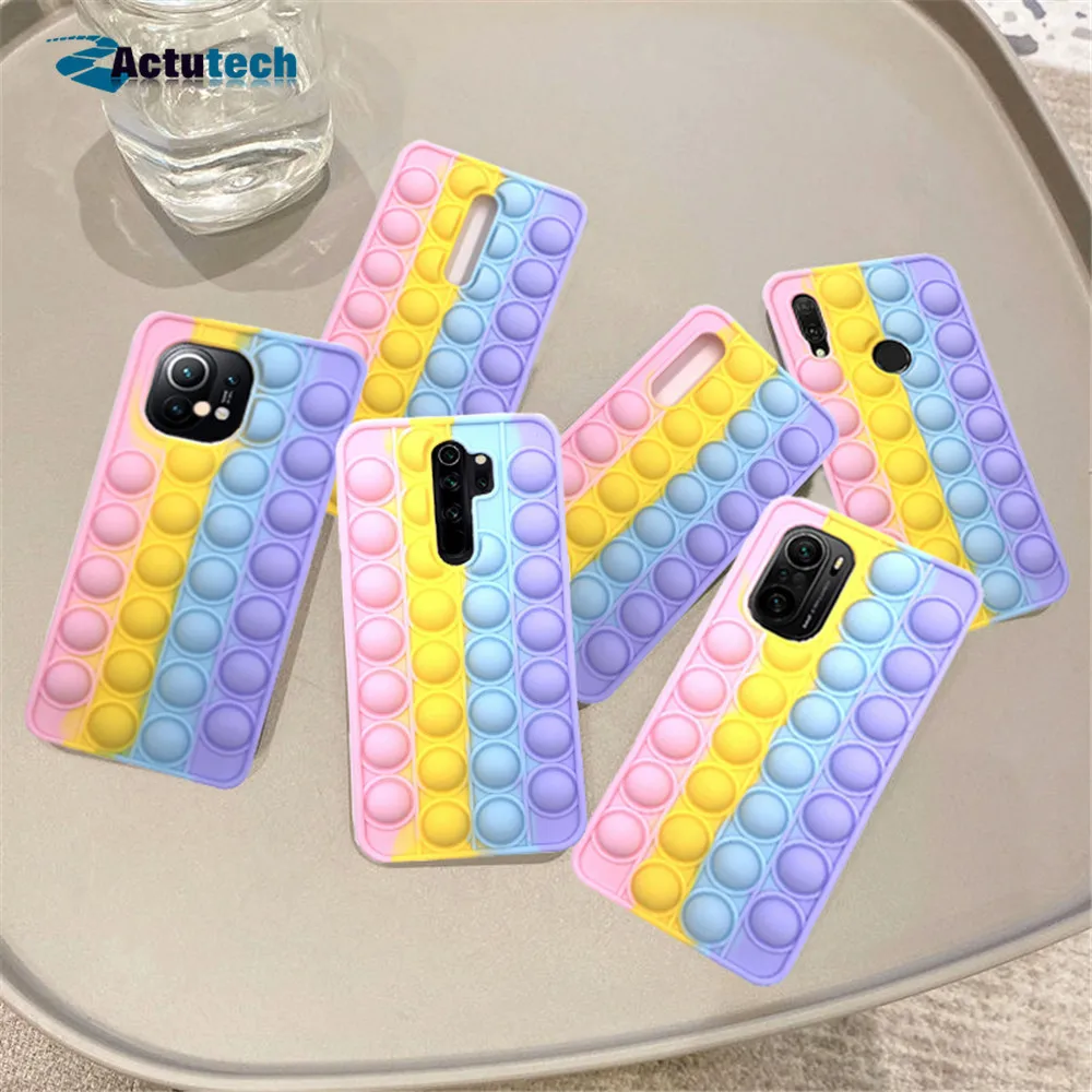 

Redmi Note 7 Push Bubble Fidget Toys Phone Case Cover For Xiaomi Mi 8 11 9T Poco F3 Note 8 Pro 9S K20 K30 K40 Stress Reliver