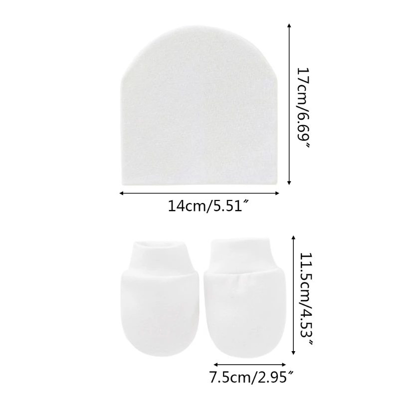 

Baby hat gloves Infants Anti Scratching Knitted Cotton Gloves+Hat Set Newborn Mittens Cap