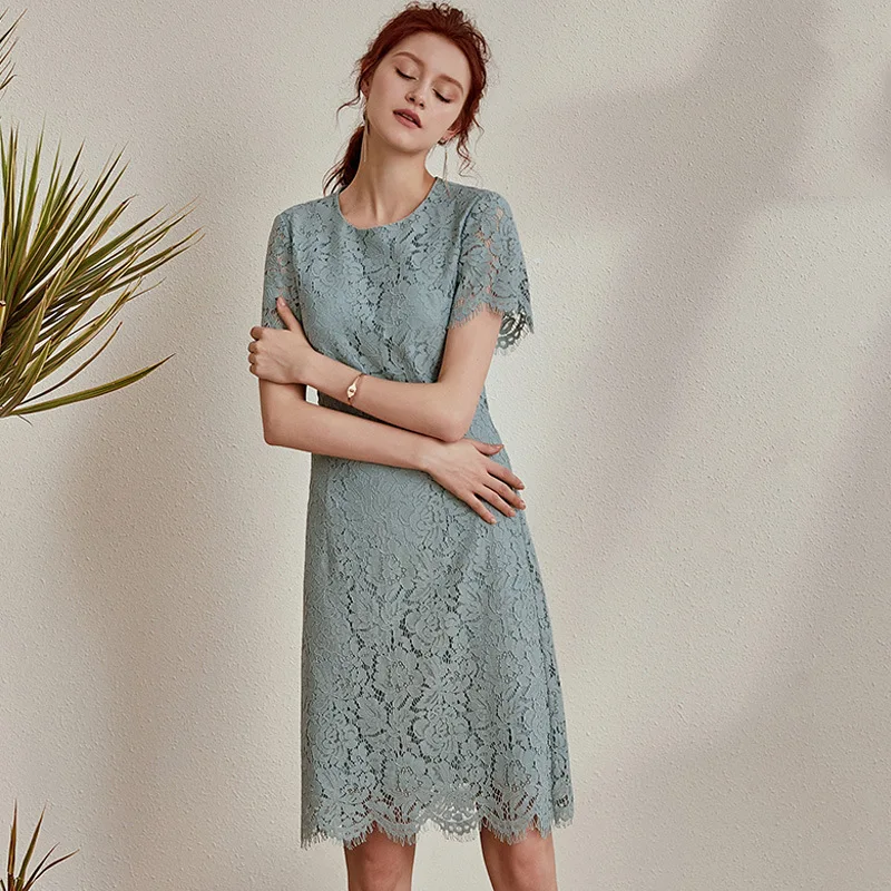 

Vestidos Lace Elegant Blue Women Short Slim Prom Office Party Dresses Summer 2020 Casual Lady Pencil Dress Plus Size XXL