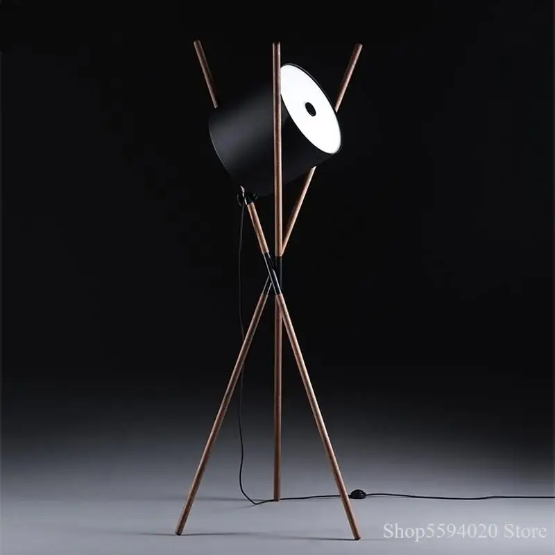 Скандинавская светодиодная напольная лампа со штативом деревянные светодиодные
