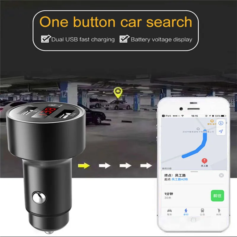 Автомобильный gps трекер умный двойной зарядное устройство USB gps Bluetooth позиционирование зарядное устройство с светодиодный цифровой дисплей функция позиционирования приложения