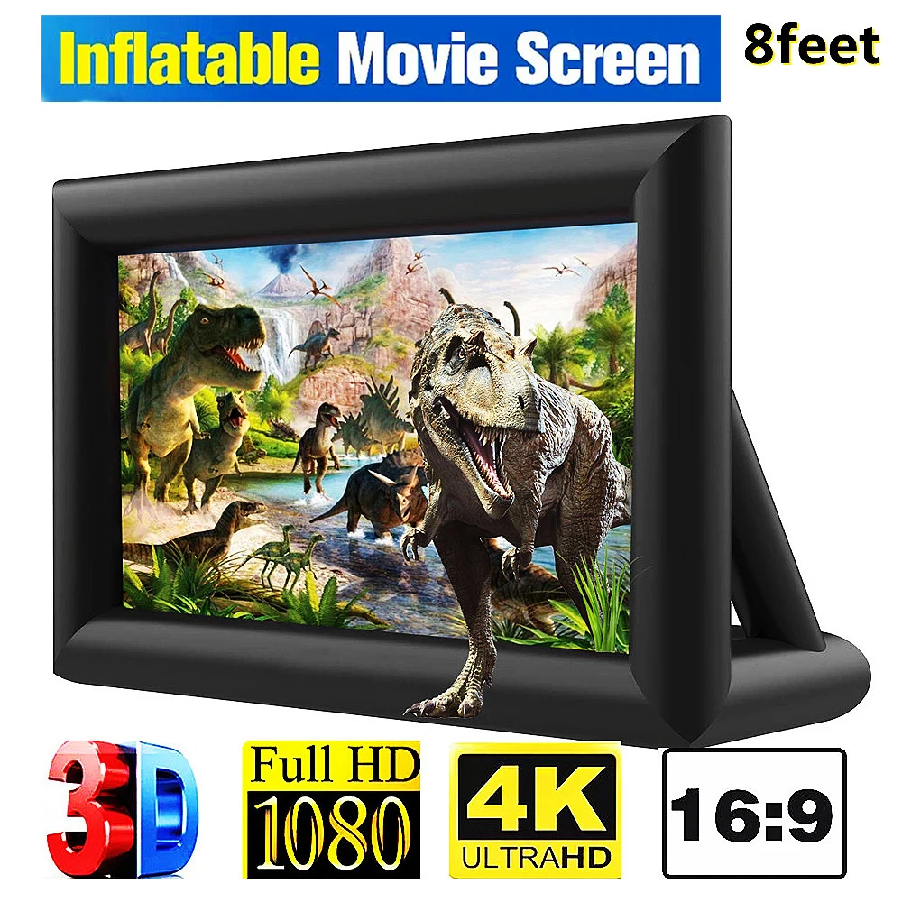 

8FT 12FT Inflatable Portable Outdoor And Indoor Movie Theater Projector Screen With Quiet Fan Supports Front and Rear Projection