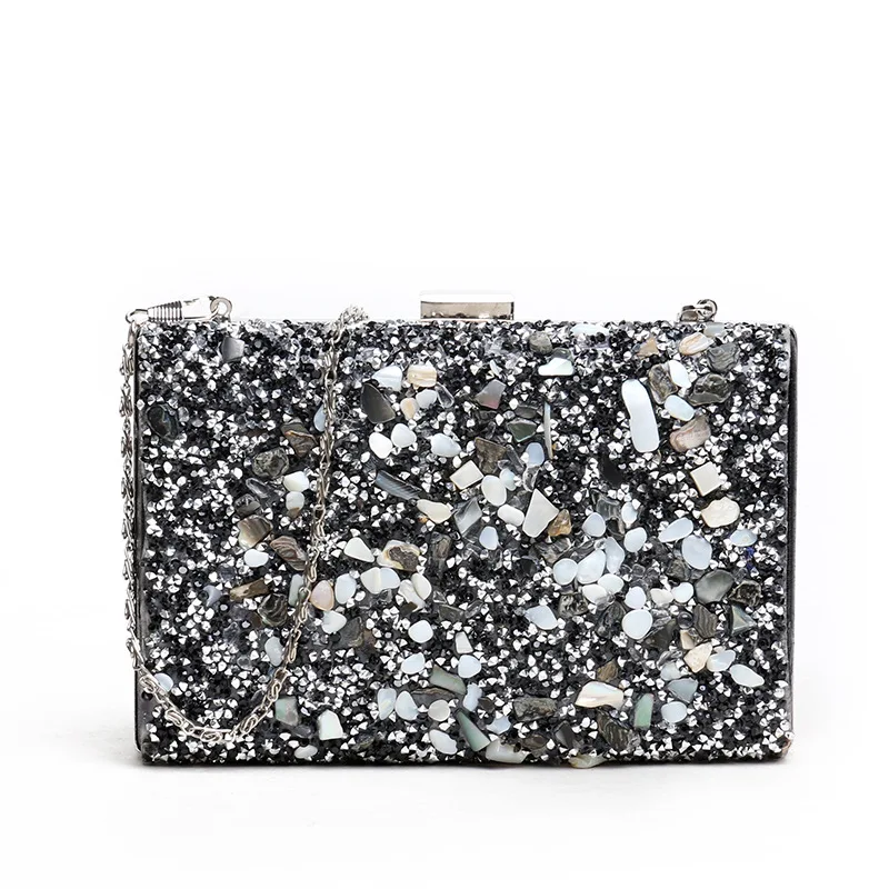 

Bag For Women Silver Diamonds Box Bag evening Clutch Purse Women Fashion Mini Chain Shoulder Bags Female Elegant Clutches Pouch