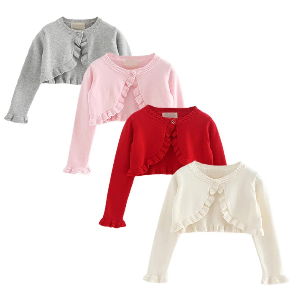 

Autumn Spring Toddler Girls Cardigan Sweaters CuteLong Sleeve Crew Button Up Knit Shrug Coat Children's Clothing Kids Clothes