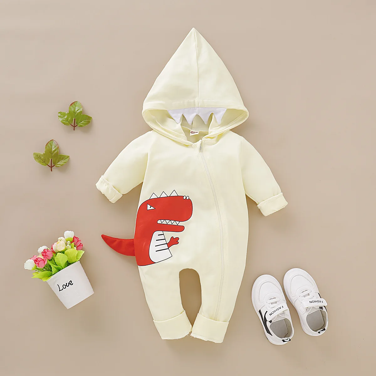Комбинезон для новорожденных мальчиков с капюшоном костюм динозавра 3D Детские