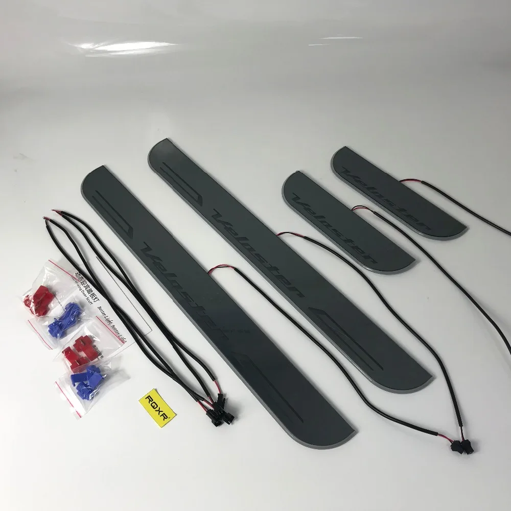 

Osmrk led moving door scuff for hyundai Veloster dynamic door sill plate lining overlays guards flowing/fixed light