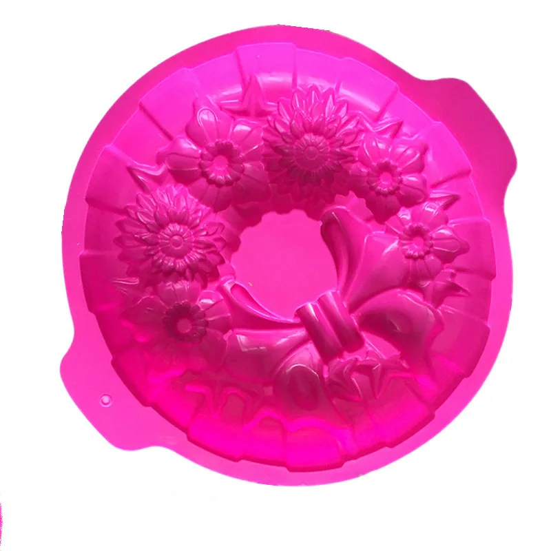 С узором и бантом Силиконовый Fondant (сахарная) Рождественская форма для торта
