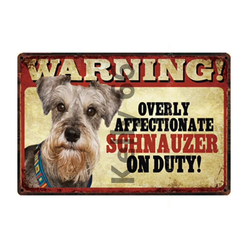 

[ Kelly66 ] Pets Warning Dogs Rules Boston Terrier And Schnauzer Metal Sign Home Decor Bar Wall Art Painting 20*30 CM Size DG-36
