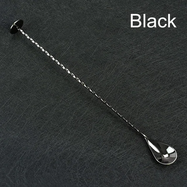 black Коктейльная барная ложка из нержавеющей стали с резьбой, перемешивающая ложка, инструменты бармена, Коктейльная ложка, мешалка - Цвет: black