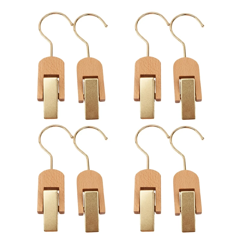 

8Pack Wooden Hat Pants Hanger Clip Laundry Hooks Clip Swivel Hanging Curtain Clips Clothes Pins Beach Towel Clips