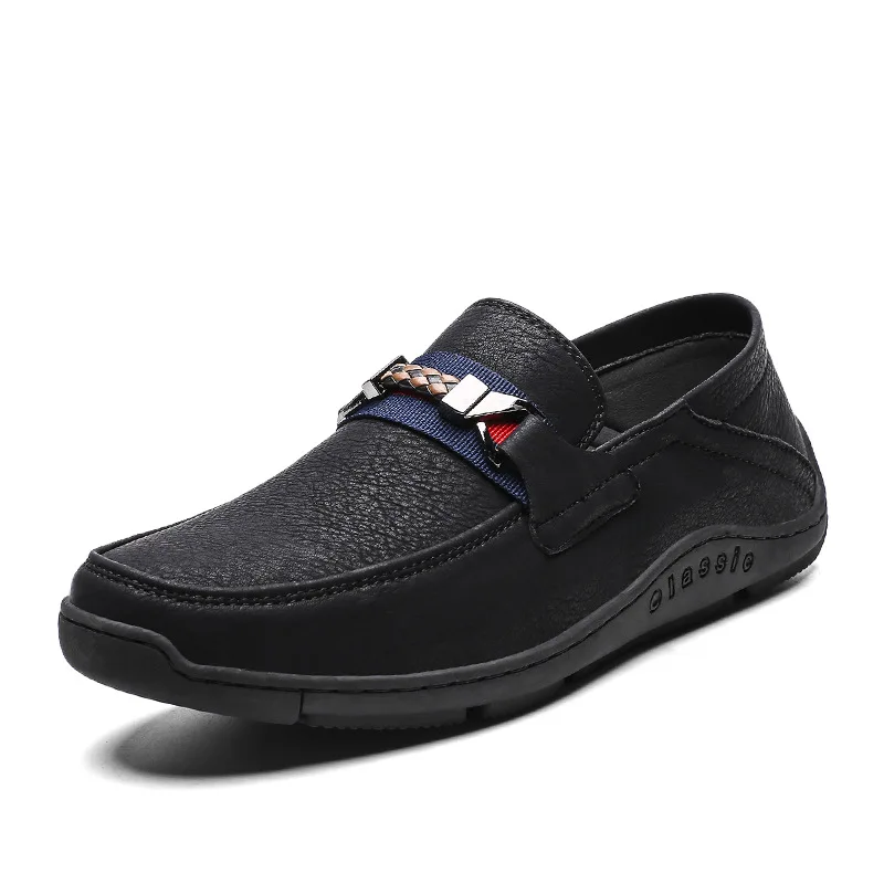 Мокасины мужские без застежки итальянские брендовые лоферы Классические