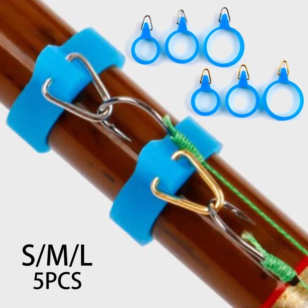 5PCS Elastic Fishing Rod Hook Ring Keeper Fly Pole Rubber Rings Metal Holders S/M/L High-elastic Pesca Iscas Fish Tackle Tools
