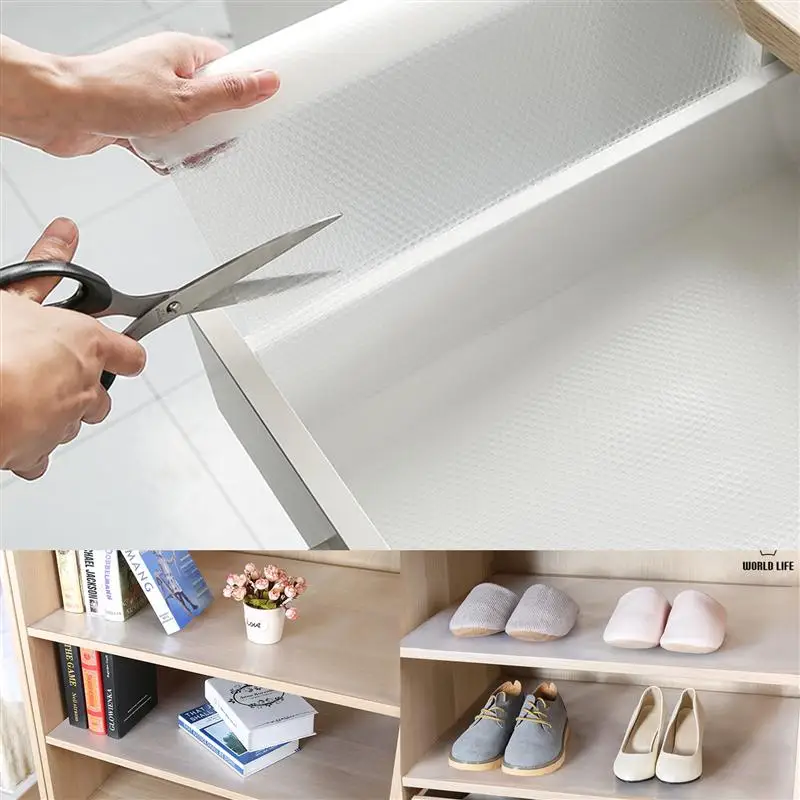 2 рулона многоразовые полки лайнер контактный бумажный коврик в шкафчик ящик