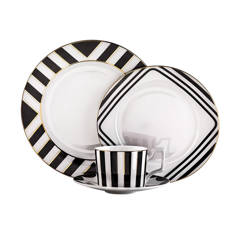 Творческий Черный и белый Керамика плита главным образом блюдо в стиле вестерн