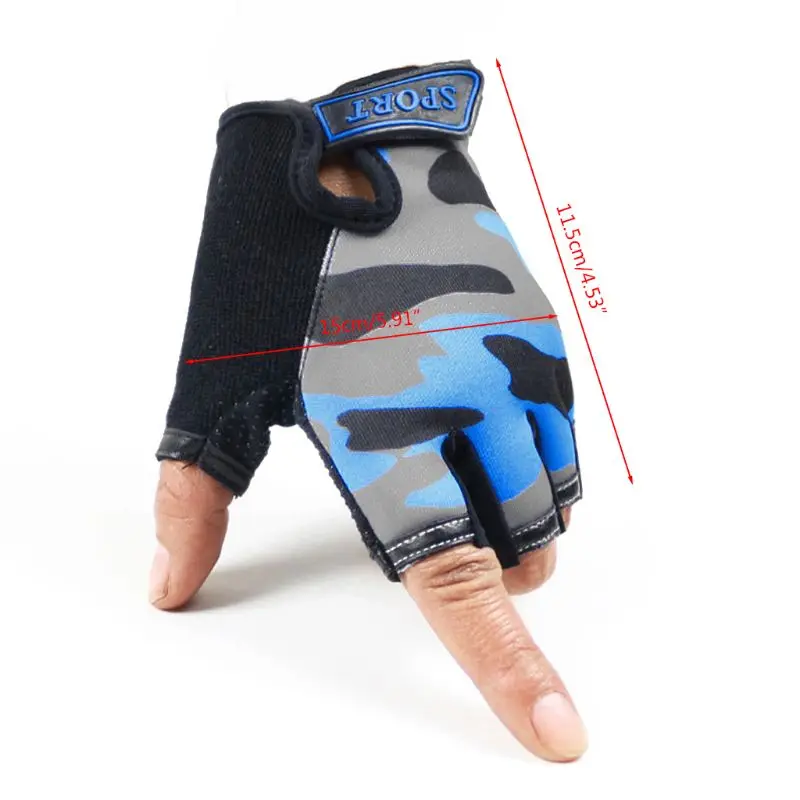 

Child Kids Camouflage Non-Slip Half Finger Cycling Gloves Breathable Fingerless Short Outdoor Sports Riding Wrist Length Mittens