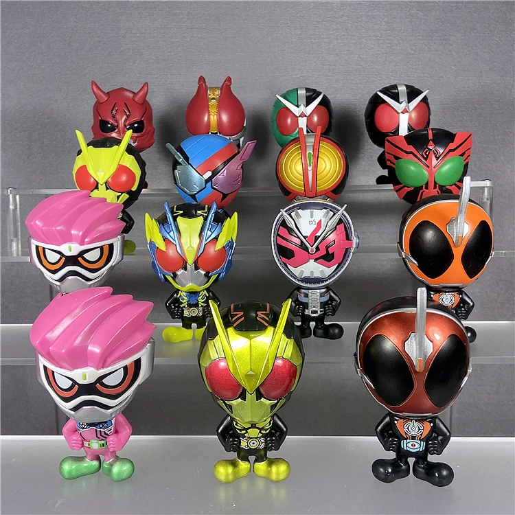 

Bandai Genuine Gacha Toys Capchara Kamen Rider 01 Shellless Big Head Gacha Ohma Zi-O Den-O Ooo Rabbit Build Action Figure Toys