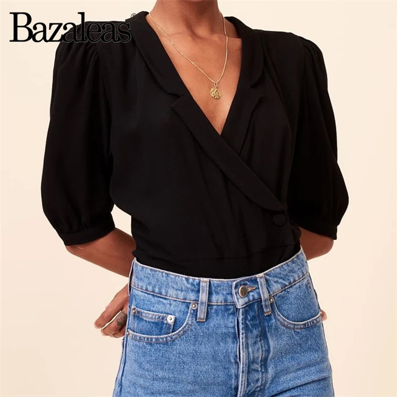 Bazaleas элегантные фиолетовые блузки mujer de moda 2019 винтажные шифоновые женские с