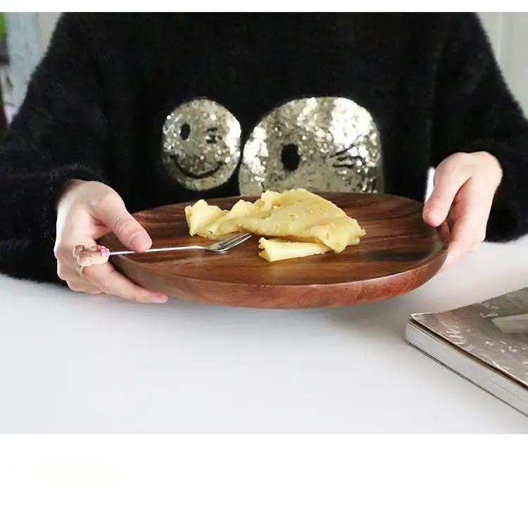

Whole Wood Irregular Oval Solid Wood Pan Plate Fruit Dishes Saucer Tea Tray Dessert Dinner Plate Tableware Set
