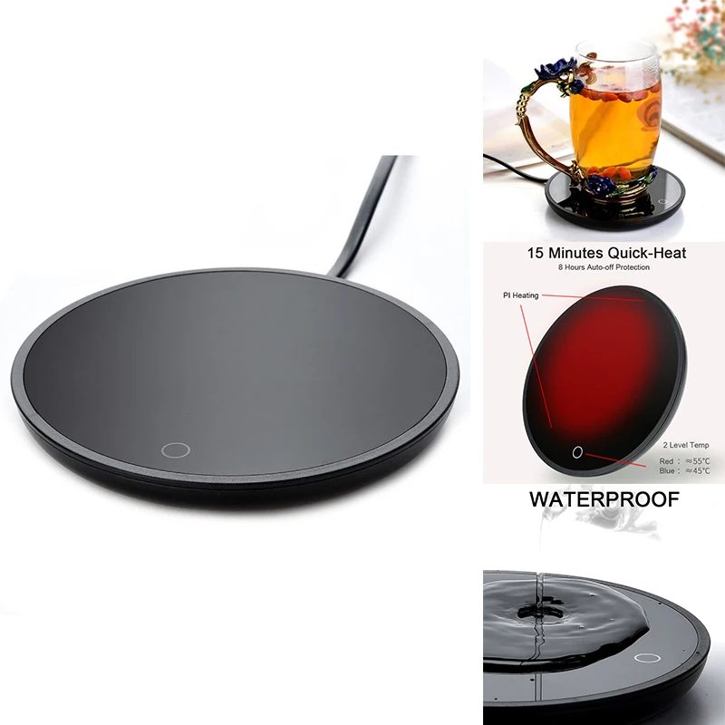 

New Coffee Mug Cup Warmer For Home Office Milk Tea Water Heating Pad 2 Constant-Temperatures Optional Auto-Off
