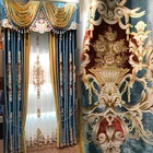 Высококачественные европейские бронзовые синие плотные фланелевые светонепроницаемые шторы для спальни гостиной виллы на заказ готовые изделия