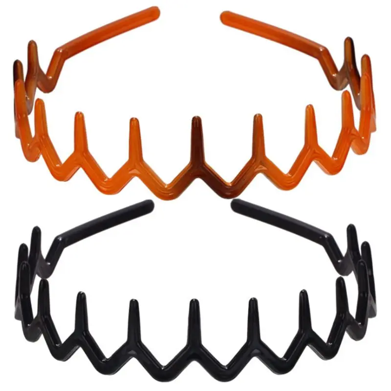 

Women Girls Plastic Wavy Toothed Headband Anti-Slip Zig Zag Comb Sharks Tooth Hair Hoop Ladies DIY Styling Headwear