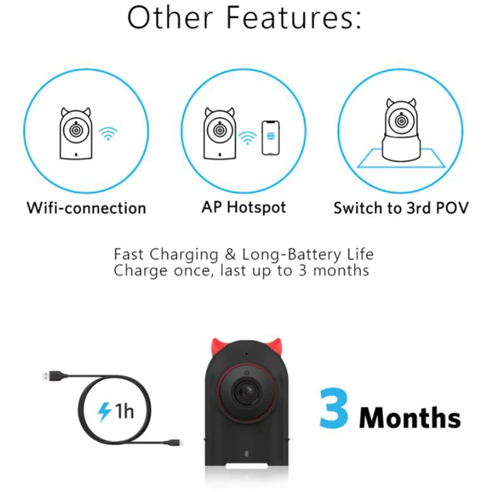 

Pet Camera Wearable Dog Tracker IR Night Vision Smart Tracking Device Storage Video Human Pet Two-Way Voice Pet World HD Monitor