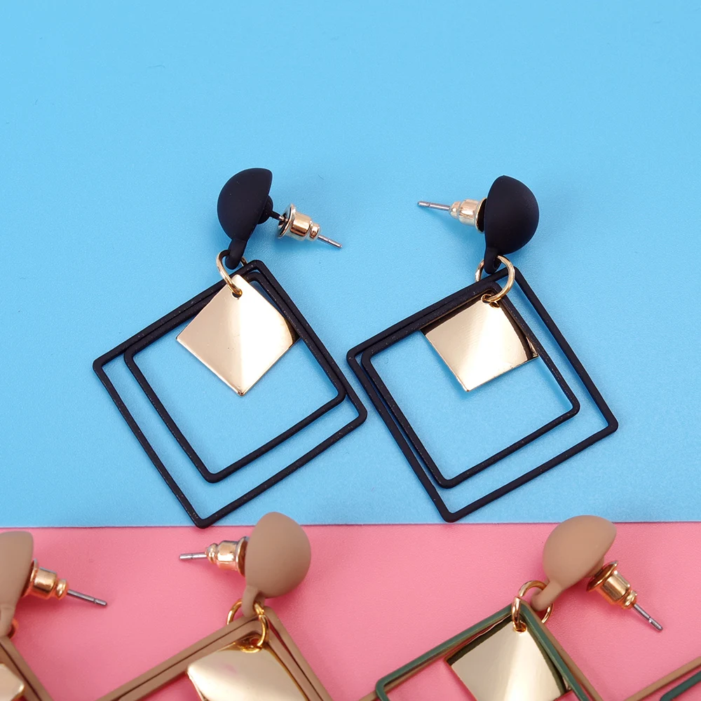 

New Fashion Round Dangle Drop Korean Earrings For Women Geometric Round Heart Gold Earring Wedding 2020 kolczyki Jewelry