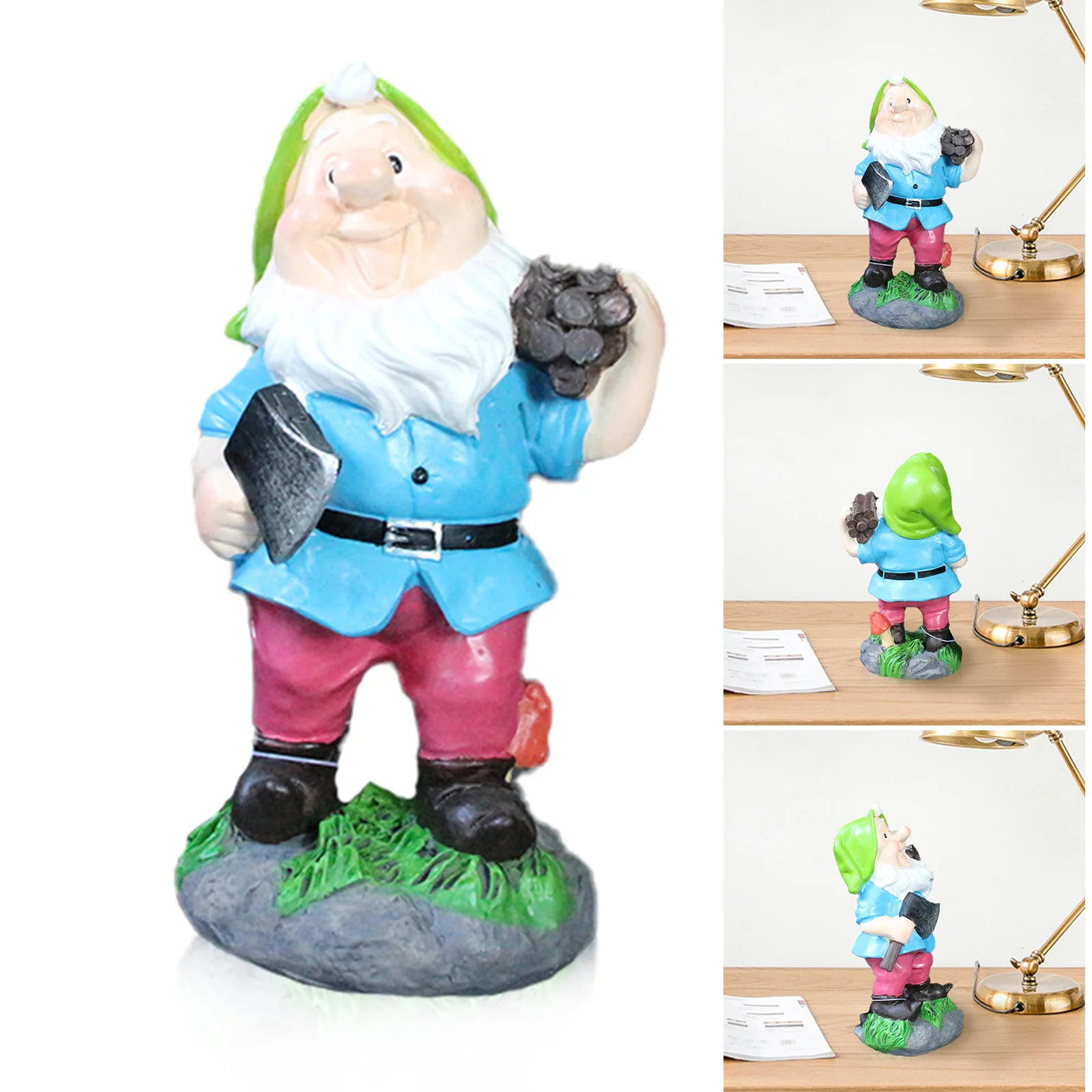 

Garden Gnome Statue Resin Logging Dwarf Figurine Cartoon Fairy Tales Dolls Small Home Ornament for Kids Shelf SCVD889