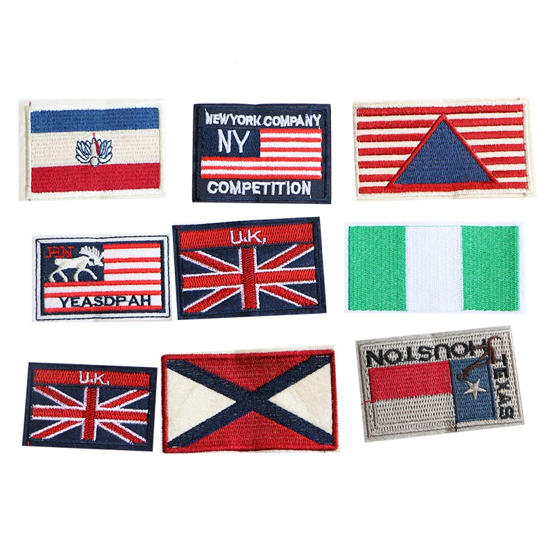 Национальные Флаги значок Вышитые заплаты для одежды DIY полосатая одежда в стиле