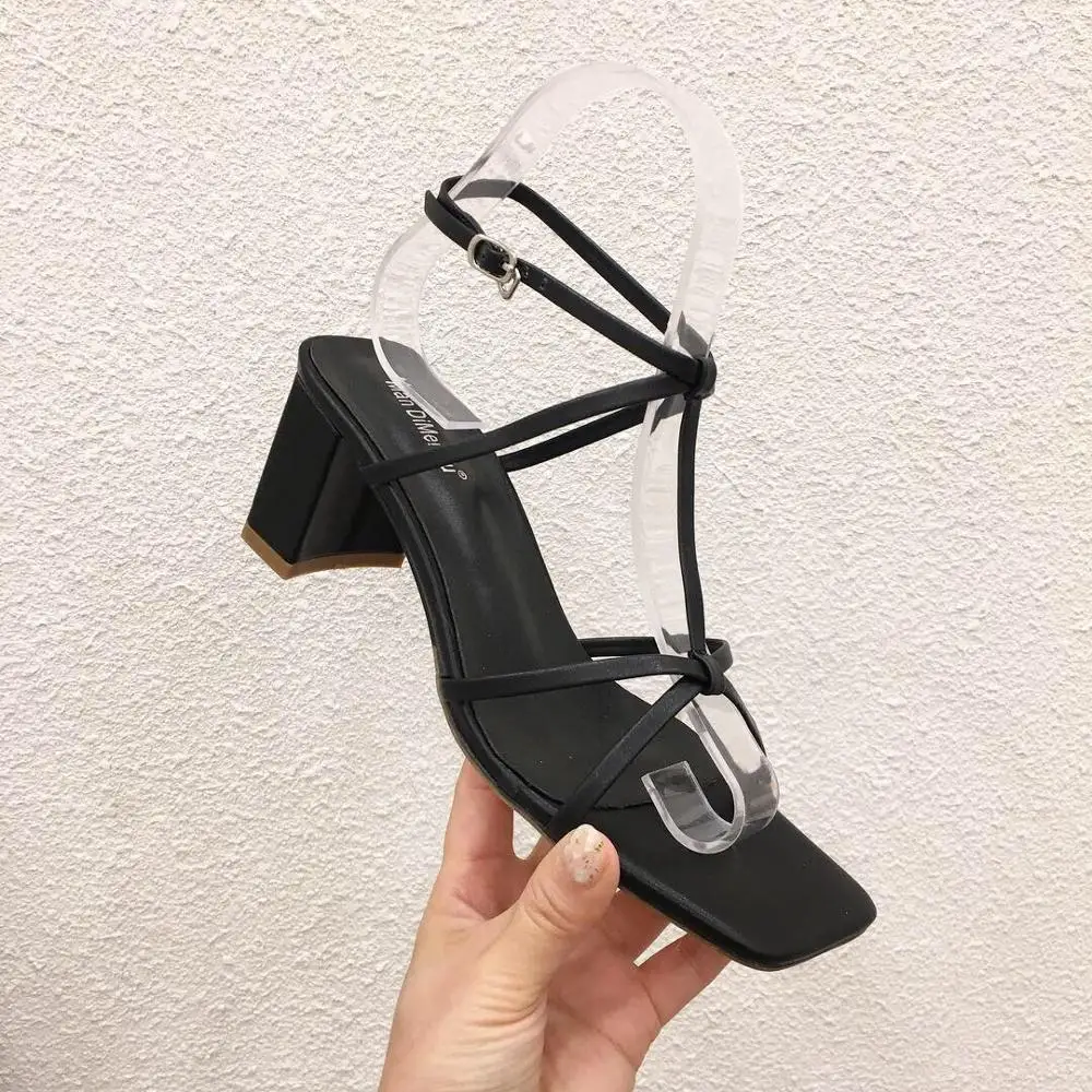 Женские офисные туфли летние сандалии с ремешком на щиколотке пикантные высоком