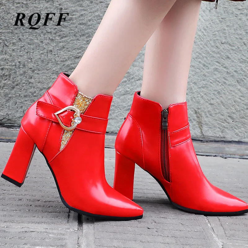 Большие размеры 33 46 ботильоны Женская осенне зимняя обувь цвет белый черный