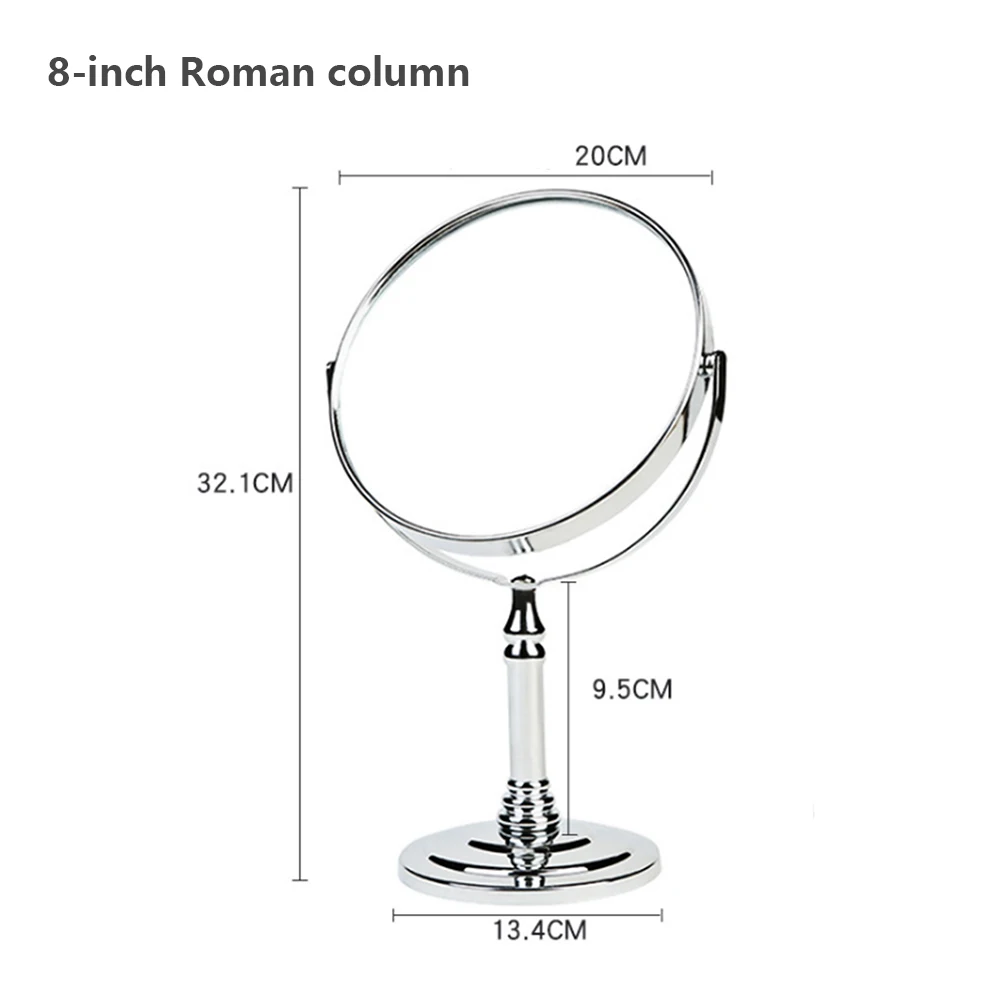 8 inch C Manooby настольная вращающаяся подставка для зеркала для макияжа, зеркало для стола для макияжа, круглое овальное двухстороннее зеркало из серебристого металла - Цвет: 8 inch C