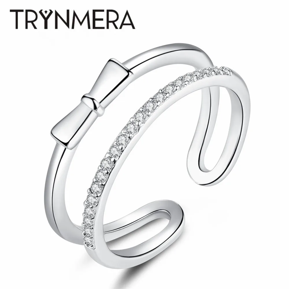 Женские кольца с бантом Trynmera классические регулируемые цирконием хорошее
