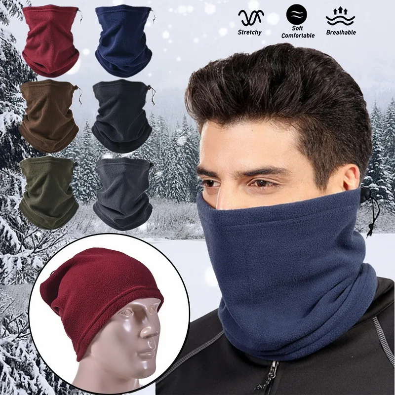 

Men Women Winter Bandana Hiking Face Cover Snowboard Ski Neck Warmer Cycling Bicycle Drawstring Tube Scarf Sports Thermal Cap