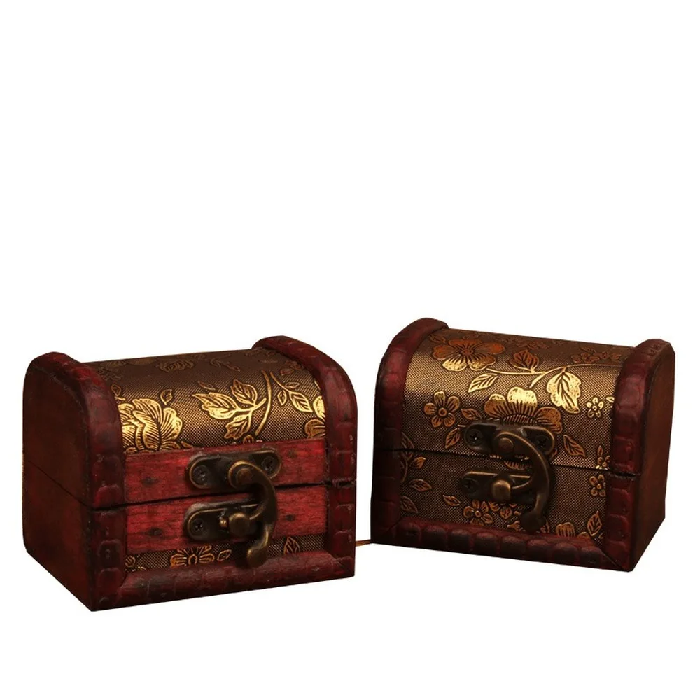 

European style jewelry packaging box antique decorative wooden box make old wooden box photography props can change the lock