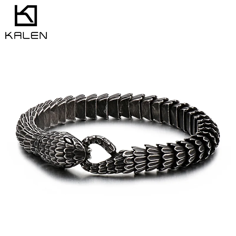 

Kalen Viper Bracelet Snake Head Charm Bracelets Men Women Stainless Steel Jewellry Blessing Punk Animal Bangle
