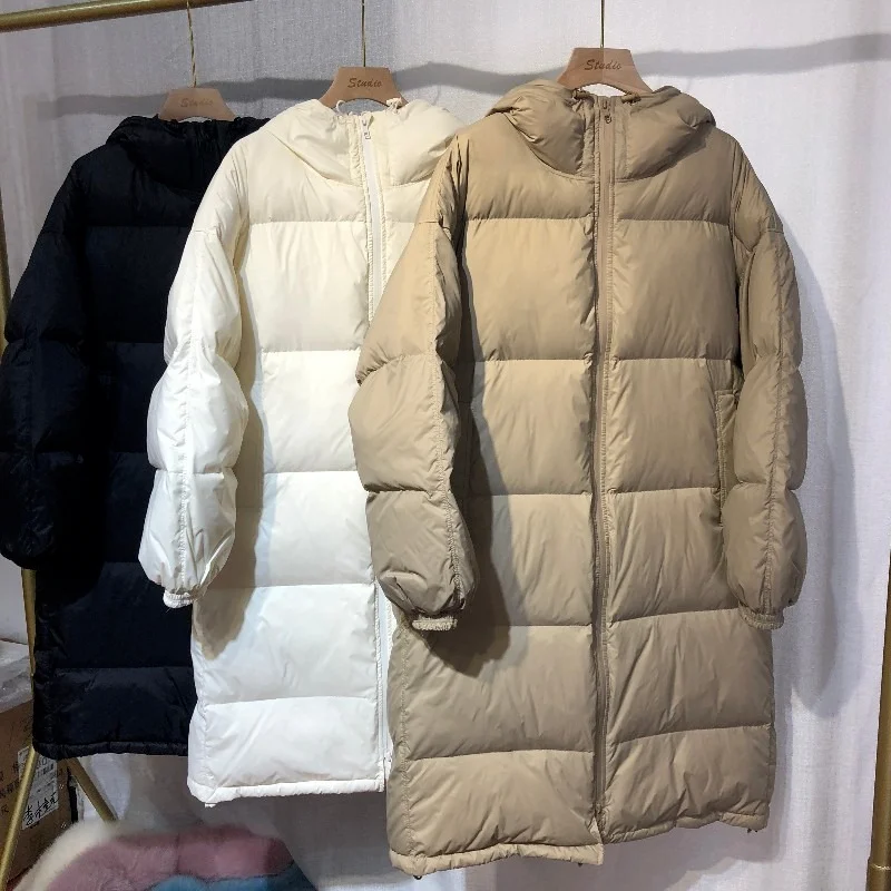

Women's clothing The New winter Light down jacket Mid-length Loose Casual White duck down Bread service Solid color Keep warm