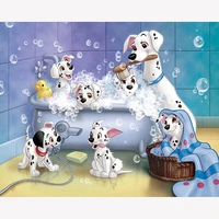 full square round diamond embroidery lovely bathing dogs 5d diy diamond painting cross stitch picture rhinestones home decor