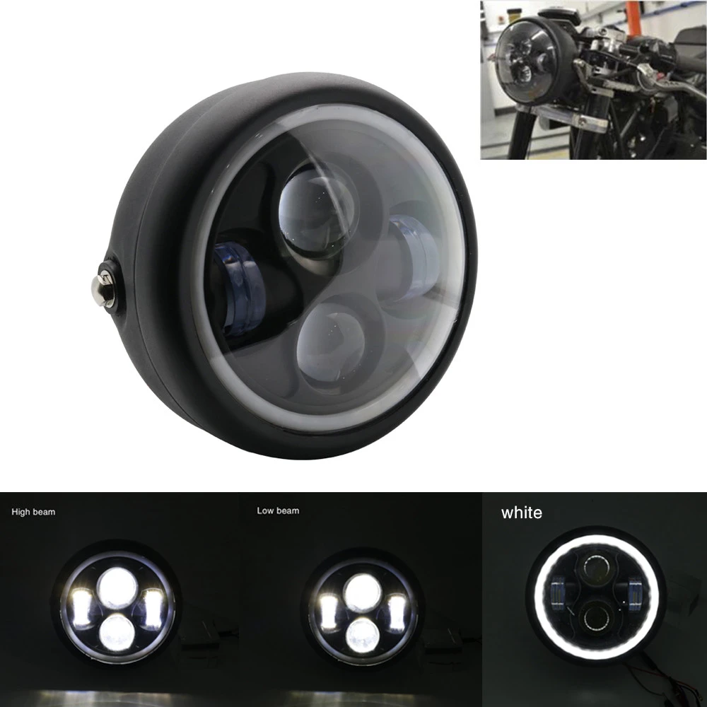 6 5 &quotсветодиодный фонарь для мотоцикла Hi &amp Lo фара DRL с ангельским кольцом Harley