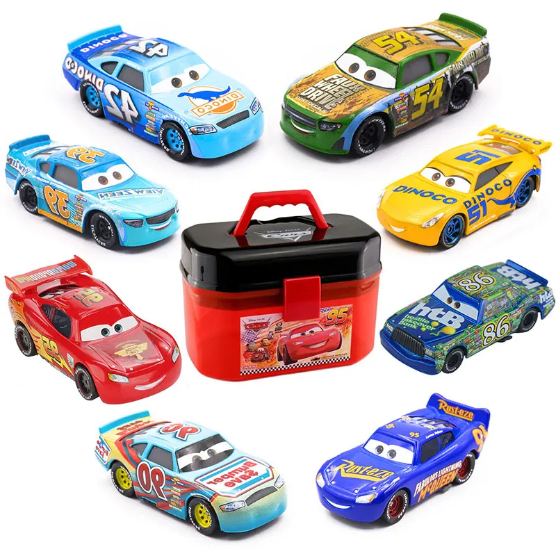 Disney Pixar Cars Lightning McQueen портативная коробка для хранения с Jackson Storm Mack Uncle 1:55