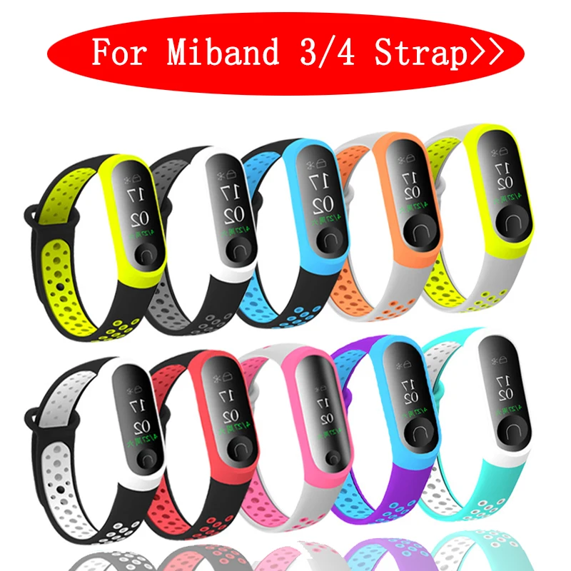 Mi Band 3 4 ремешок Спортивные Силиконовые часы наручные браслет Miband3 аксессуары