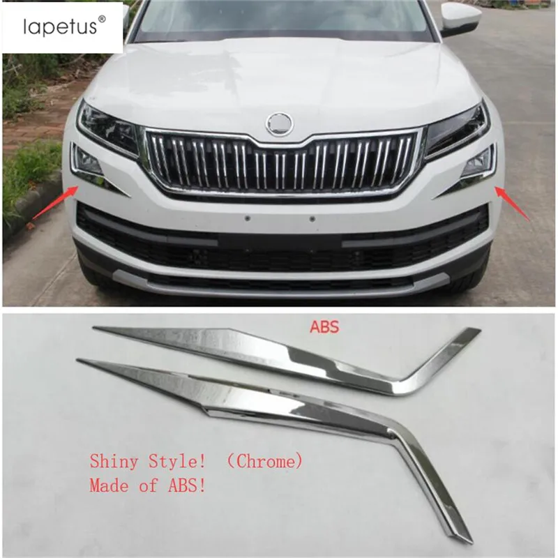 Model B Lapetus Accessories Fit For Skoda Kodiaq Front Fog Lights Lamps Eyelid Eyebrow Strip Molding Cover Kit Trim / ABS - Цвет: Model B