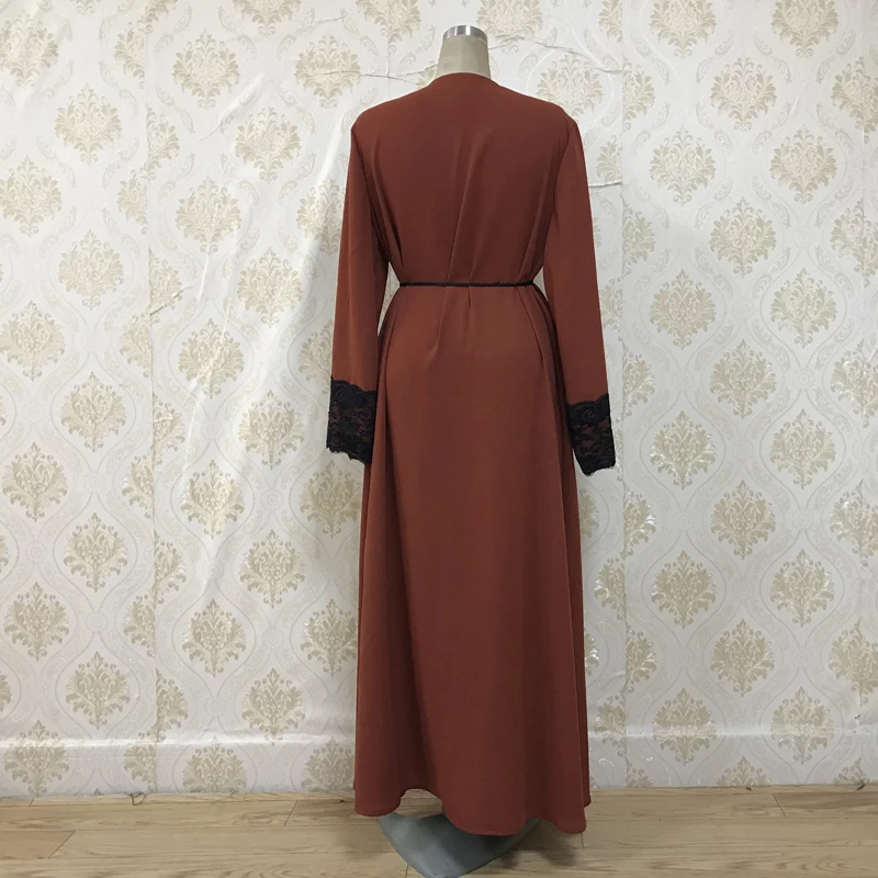F820 Fashion Adult lace embroidered Robe Dress Muslim Turkish Dubai Abaya Musulman Arab Worship Service