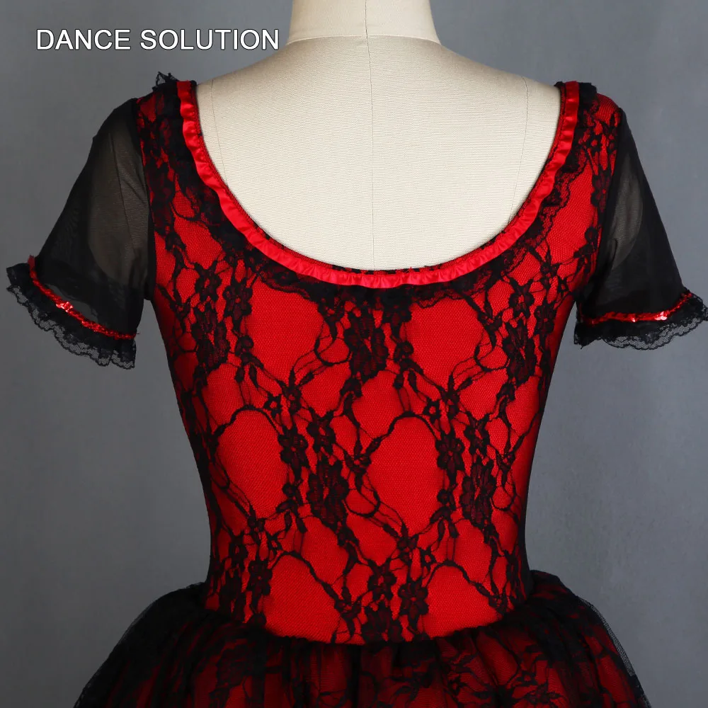 Романтическое балетное платье с красной планкой кружевом для детей и взрослых