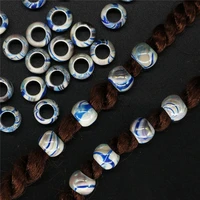 50pcslot blue dreadlocks hair ring hair braid beads hair braid dread dreadlock beads cuffs clips approx 6mm hole
