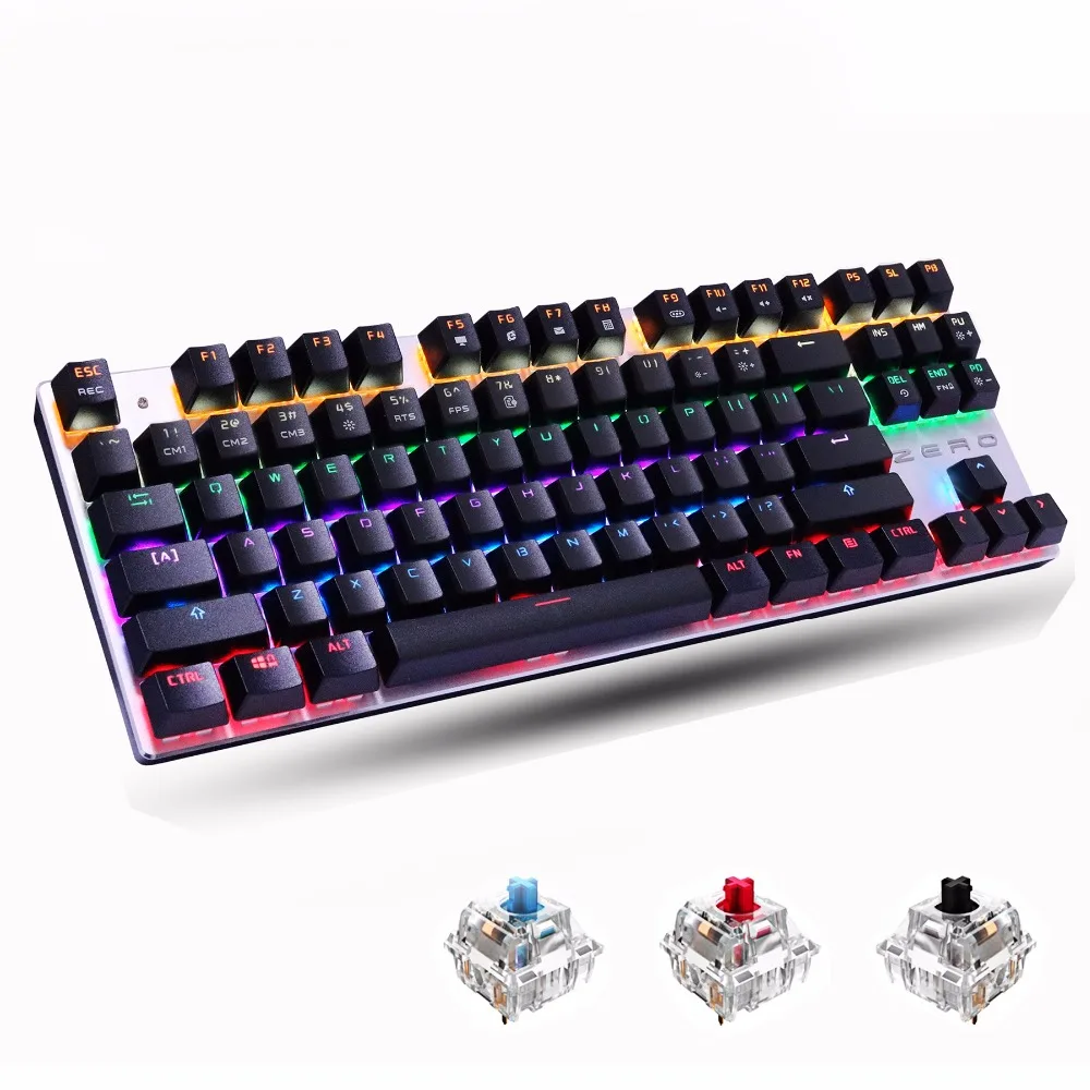 

Mechanical Keyboard 87 keys Blue Switch Gaming Keyboards for Tablet Desktop Russian sticker