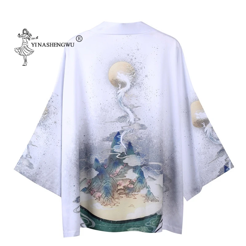 

Japanese Kimono Streetwear Men and Women Fashion Cardigan Yukata Harajuku Anime Thin Robe Clothes Japanese Casual Kimono Half