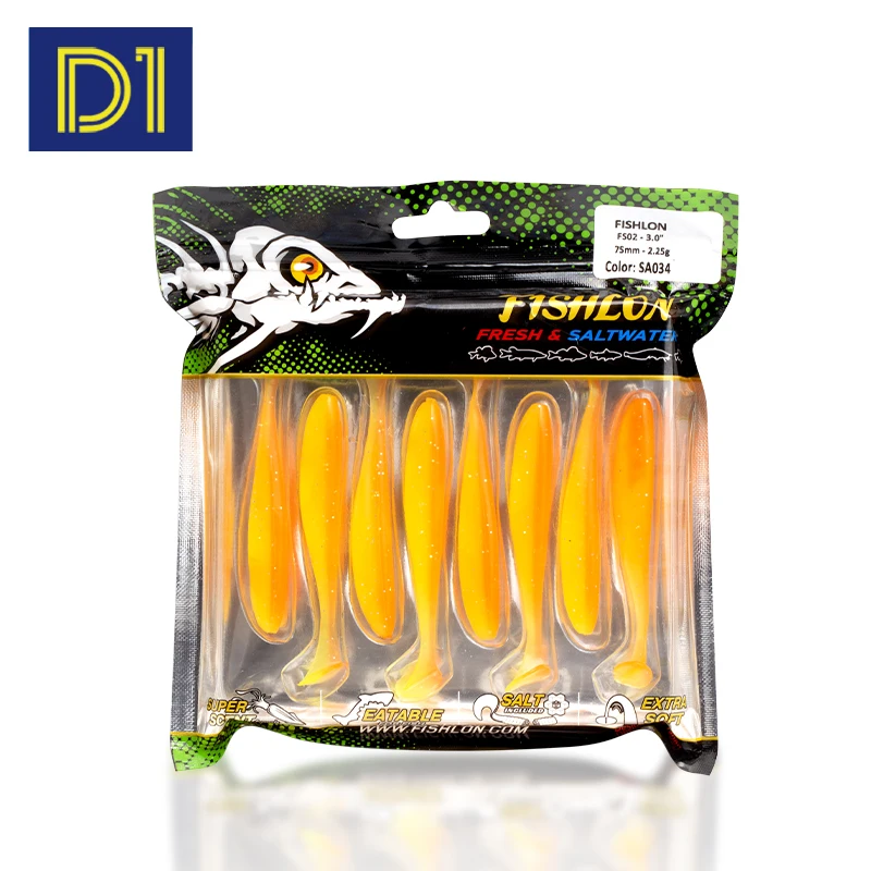 

D1 T-tail Soft Lure For Fishing Easy Shiner 50 75 100mm Swinging Jig Head Silicone Lure Crank Hook Beating Bass Pike